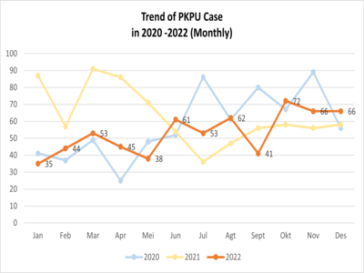 Trend of PKPU Case  in 2020 -2022 (Monthly)